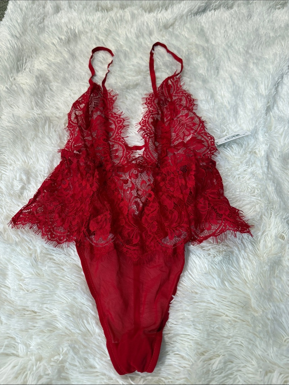 Adore Me Red Lace Plunge Teddy